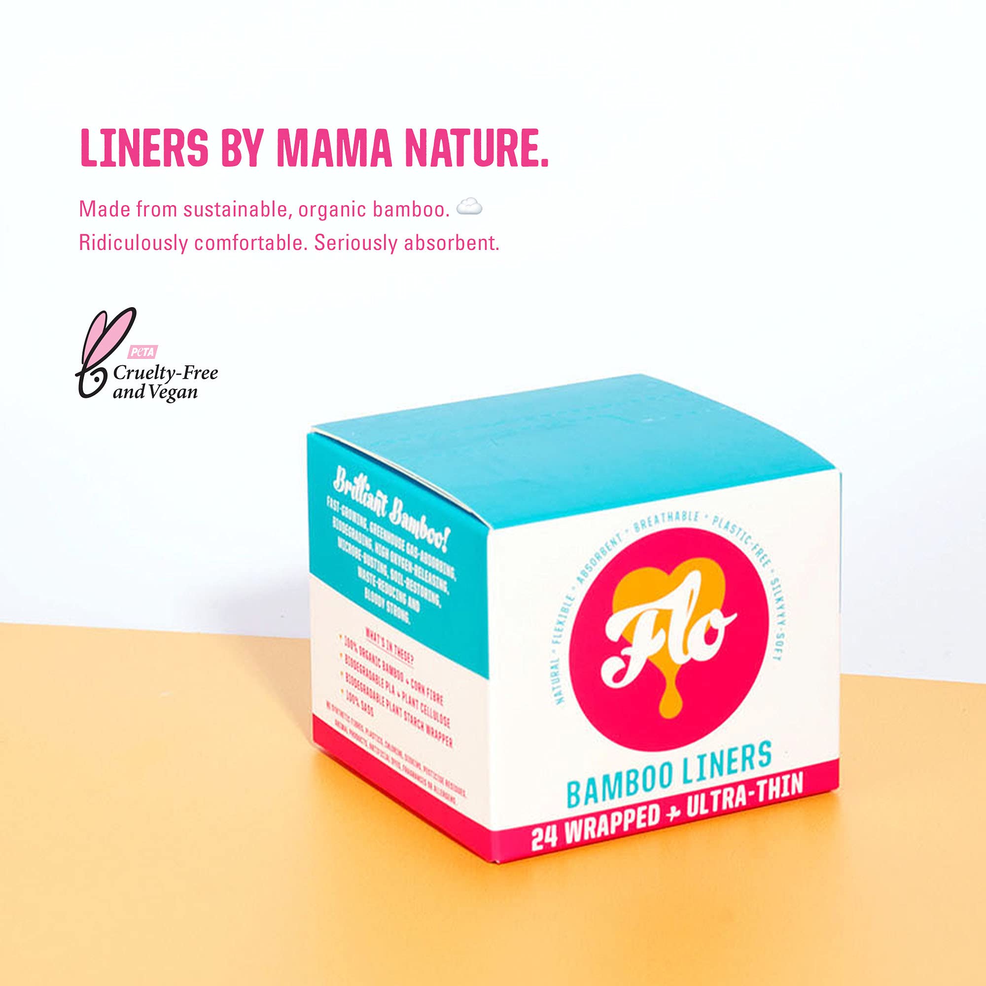 FLO - Organic Bamboo Daily Panty Liners, Plant-Based Cotton, Biodegradable